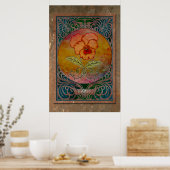 Art Nouveau Pansy in een Coppery Mucha-Lijst Poster (Keuken)