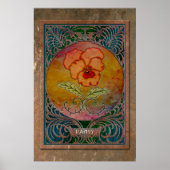Art Nouveau Pansy in een Coppery Mucha-Lijst Poster (Voorkant)