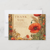 Art Nouveau Papaver Bruiloft Bedankkaart (Voorkant)