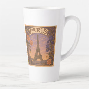 Art Nouveau Parijs Eiffeltoren Bloemrijke Aangepas Latte Mok