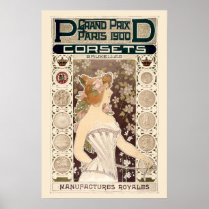 Art Nouveau Parijse korsetten vintage advertentie Poster