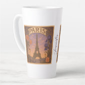 Art Nouveau Paris Eiffel Tower Floral Custom Name Latte Mok (Linkerhoek)