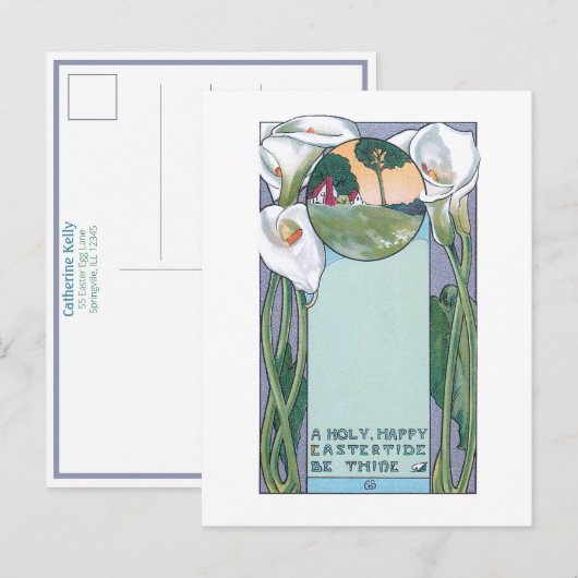 Art Nouveau Pasaster Calla Lilies Briefkaart (Voorkant / Achterkant)