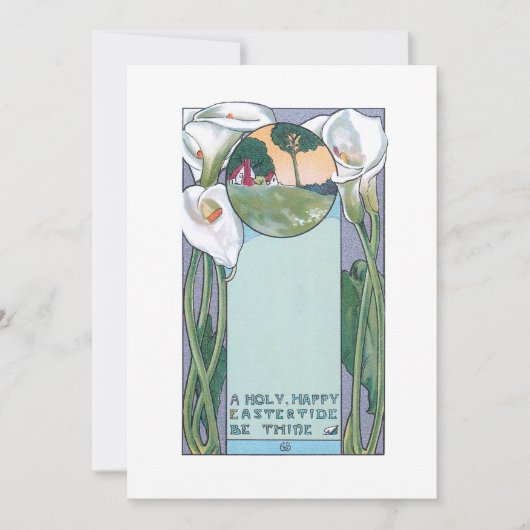  Art Nouveau Pasaster Calla Lilies Feestdagenkaart (Voorkant)