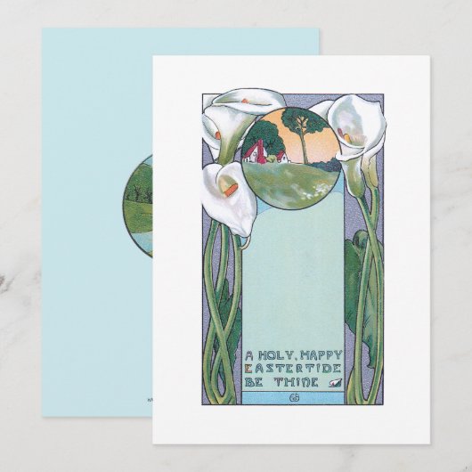 Art Nouveau Pasaster Calla Lilies Feestdagenkaart (Voorkant / Achterkant)