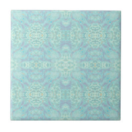 Art Nouveau Pastel Blauwgroen Blue Mirrored Patter Tegeltje