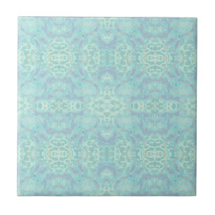 Art Nouveau Pastel Blauwgroen Blue Mirrored Patter Tegeltje