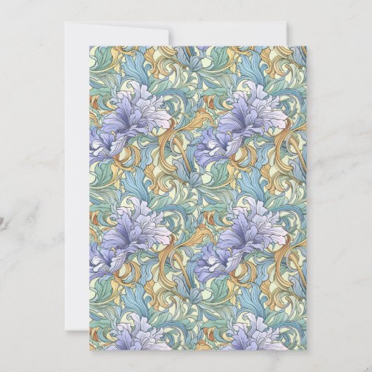  Art Nouveau Pastel Bloemen Huwelijk Kaart (Achterkant)