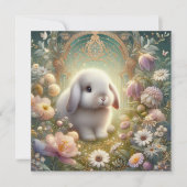 Art Nouveau pastel bloementuin Baby konijntje Pase Feestdagenkaart (Voorkant)