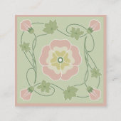 Art Nouveau Pastel Roze Groen Vierkant Visitekaart Vierkante Visitekaartje (Achterkant)