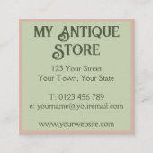 Art Nouveau Pastel Roze Groen Vierkant Visitekaart Vierkante Visitekaartje (Voorkant)