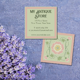 Art Nouveau Pastel Roze Groen Vierkant Visitekaart Vierkante Visitekaartje