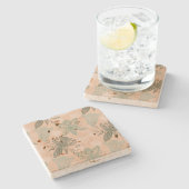 Art Nouveau Pastel Roze Vector Patroon Stenen Onderzetter (Zijkant)