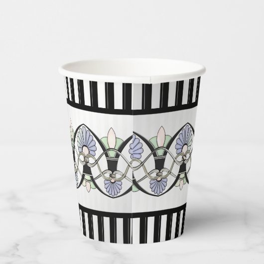 Art Nouveau Pastel schelpen, lelies & zwarte bogen Papieren Bekers (Rechts)