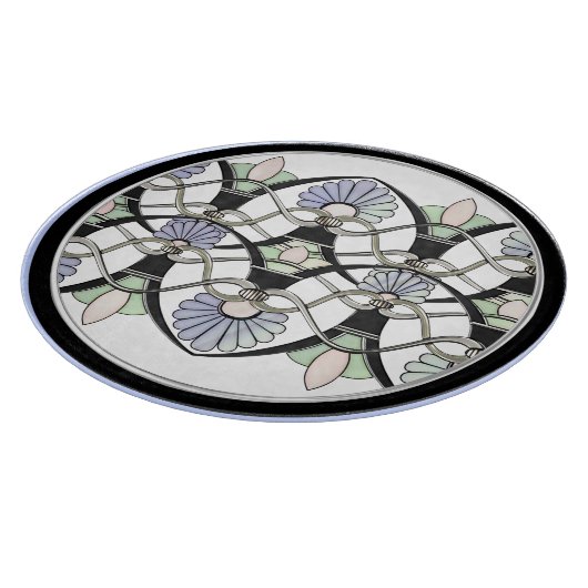 Art Nouveau Pastel schelpen, lelies & zwarte bogen Snijplank (Hoek)