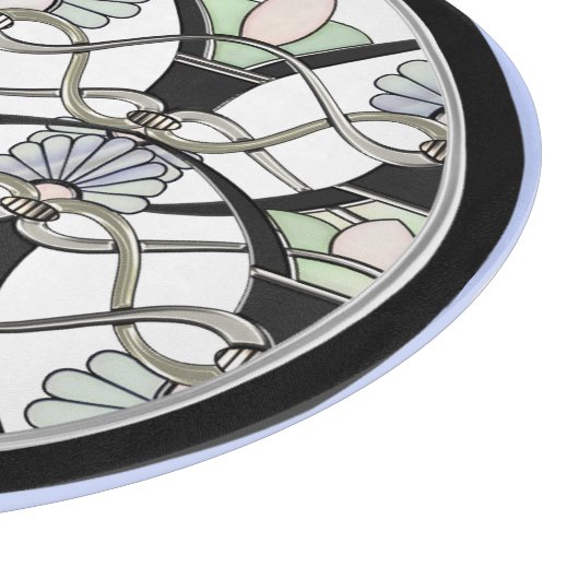 Art Nouveau Pastel schelpen, lelies & zwarte bogen Snijplank (Hoek)