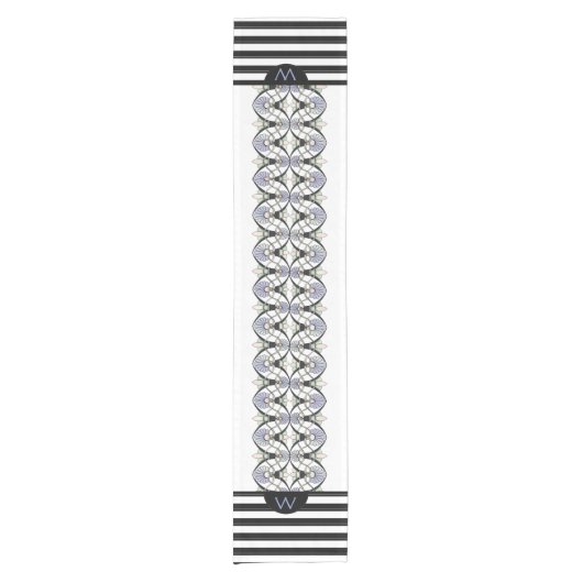 Art Nouveau Pastel schelpen, lelies & zwarte strep Korte Tafelloper (Voorkant)