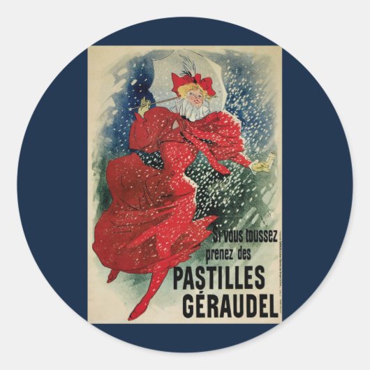  Art Nouveau Pastilles Geraudel Cough druppels Ronde Sticker (Voorkant)
