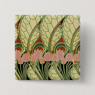Art Nouveau patroon #1 Vierkante Button 5,1 Cm