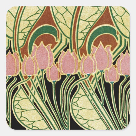 Art Nouveau patroon #1 Vierkante Sticker (Voorkant)