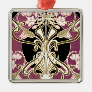 Art Nouveau patroon 2 Metalen Ornament
