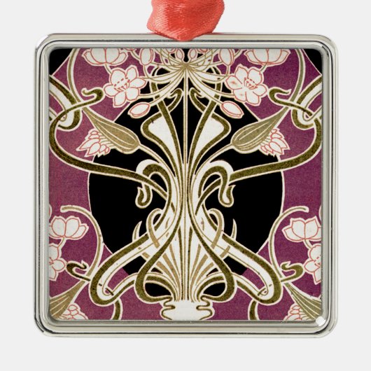 Art Nouveau patroon 2 Metalen Ornament (Voorkant)