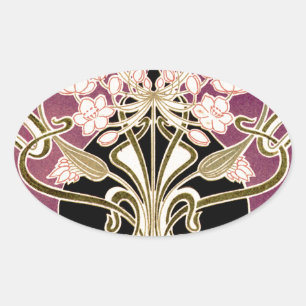 Art Nouveau patroon 2 Ovale Sticker