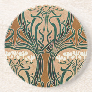 Art Nouveau patroon #9 Zandsteen Onderzetter