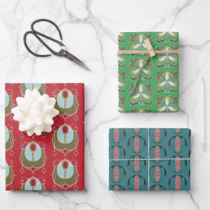 Art Nouveau Patroon Inpakpapier Vel