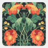 Art Nouveau Patroon Vierkante Sticker (Voorkant)