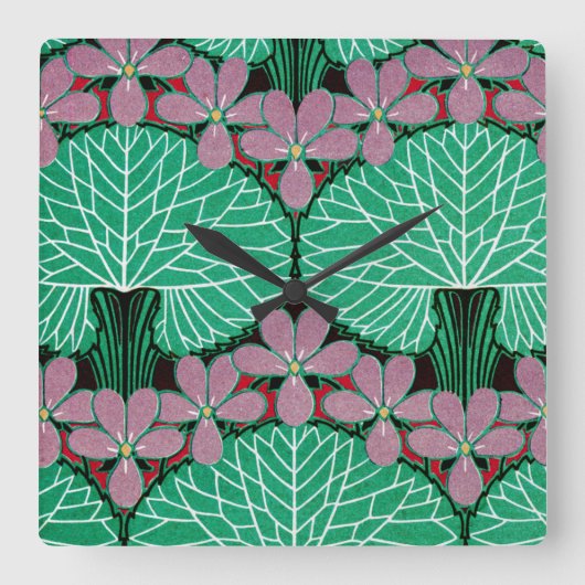 Art Nouveau Pattern #12 in Emporio Moffa Vierkante Klok (Voorkant)