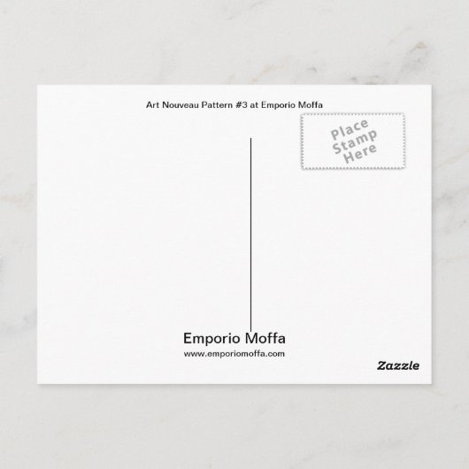 Art Nouveau Pattern #3 op Emporio Moffa Briefkaart (Achterkant)