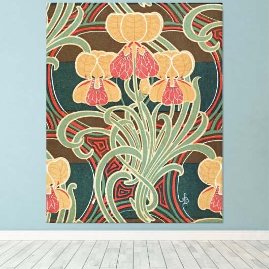 Art Nouveau Pattern #4 op Emporio Moffa Canvas Afdruk (Insitu (Houten vloer))