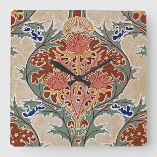 Art Nouveau Pattern #6 op Emporio Moffa Vierkante Klok (Voorkant)