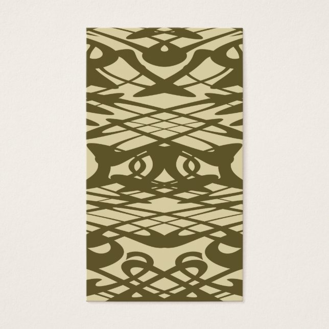 Art Nouveau Pattern in Beige en Brown. Visitekaartjes (Voorkant)