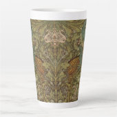 Art nouveau pauw bloem jacquard blauw groen latte mok (Voorkant)