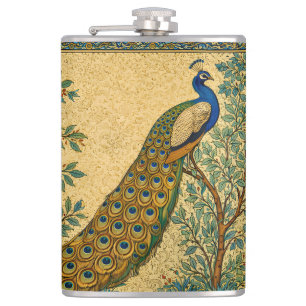 Art Nouveau Pauw Botanische Illustratie Heupfles