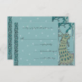 Art Nouveau  Pauw bruiloft RSVP (Voorkant / Achterkant)