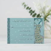 Art Nouveau  Pauw bruiloft RSVP (Staand voorkant)