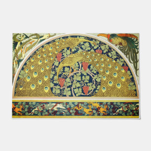 Art nouveau pauw dieren wijnstok verneuil deurmat