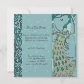 Art Nouveau Pauw Dinner Uitnodigingen (Voorkant)