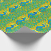 Art Nouveau Pauw Geel Damast Patroon Cadeaupapier (Hoek)