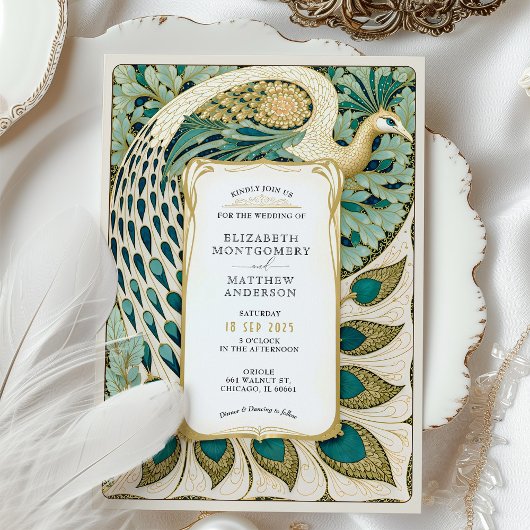 Art Nouveau Pauw Huwelijk Kaart