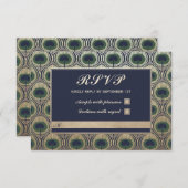 Art Nouveau Pauw Huwelijks RSVP Kaarten Goud Folie (Voorkant / Achterkant)