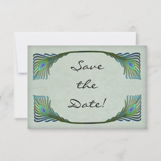 Art Nouveau Pauw Huwelijks Uitnodiging Save the Da (Voorkant)