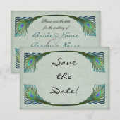 Art Nouveau Pauw Huwelijks Uitnodiging Save the Da (Voorkant / Achterkant)