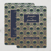 Art Nouveau Pauw Huwelijksuitnodigingen Gouden Fol Kaart (Voorkant / Achterkant)