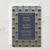 Art Nouveau Pauw Huwelijksuitnodigingen Gouden Fol Kaart (Achterkant)