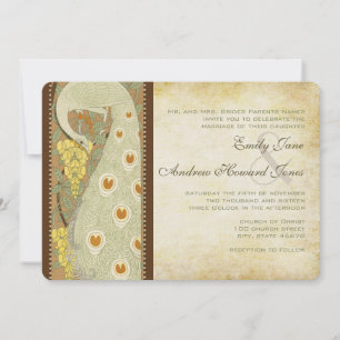 Art Nouveau Pauw Liefdesvogels Trouwen Kaart
