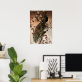 Art Nouveau-pauw op bloeiende boom in vintage-stij Poster (Thuiskantoor)